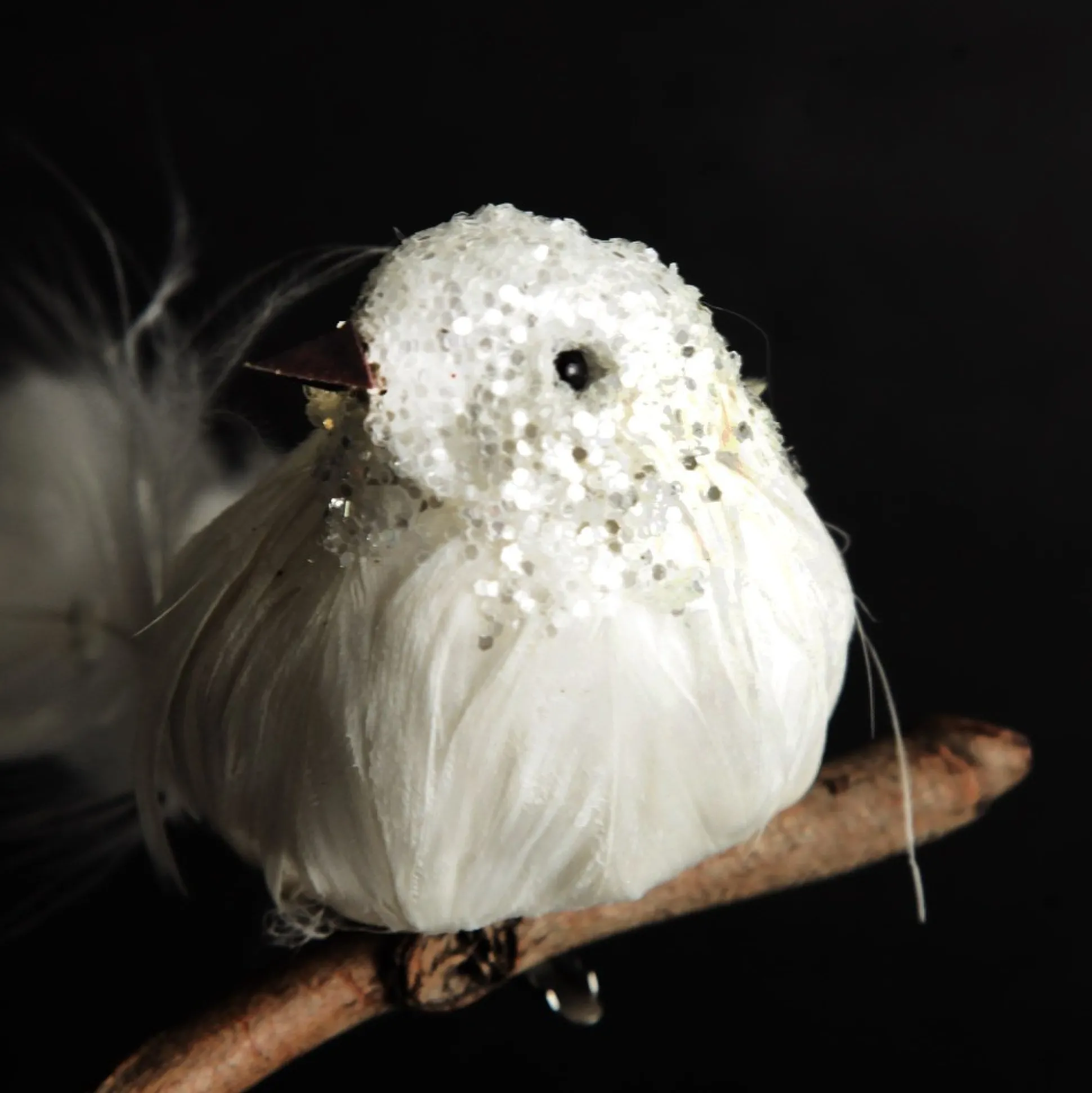 White Sequin Bird with Clip Butterflies And Birds|