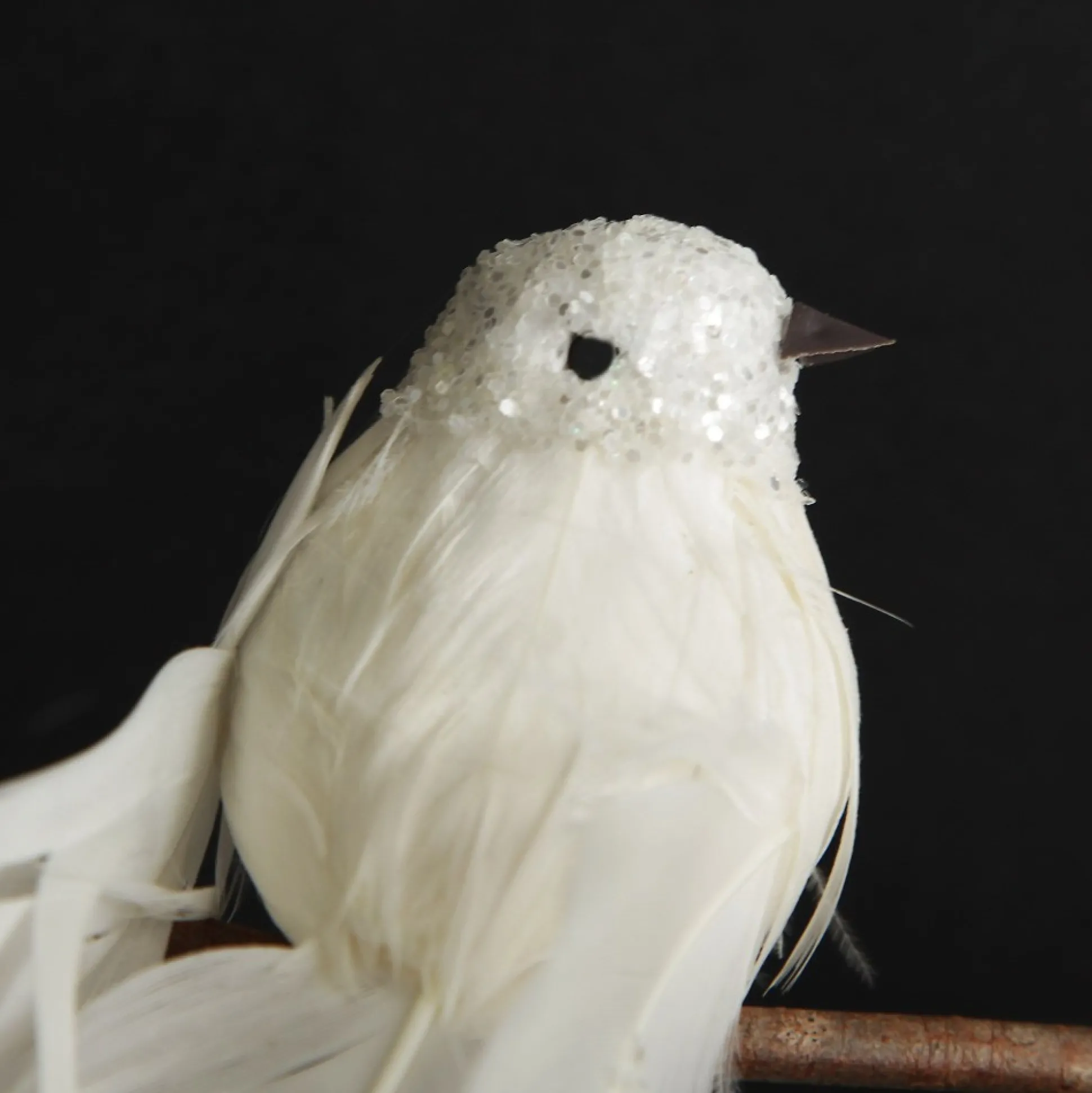 White Sequin Bird with Clip Butterflies And Birds|