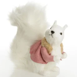 White Squirrel with Bushy Tail and Pink Jacket Christmas Birds And Animals|