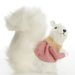 White Squirrel with Bushy Tail and Pink Jacket Christmas Birds And Animals|