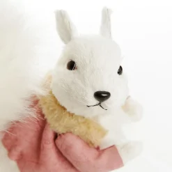 White Squirrel with Bushy Tail and Pink Jacket Christmas Birds And Animals|