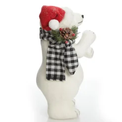 White Standing Polar Bear with Santa Hat Christmas Birds And Animals|