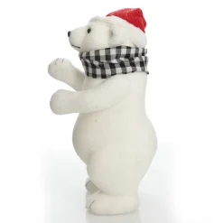 White Standing Polar Bear with Santa Hat Christmas Birds And Animals|