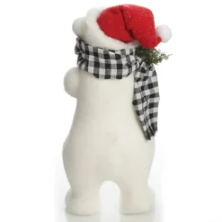 White Standing Polar Bear with Santa Hat Christmas Birds And Animals|