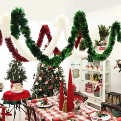 White Thick Christmas Tinsel Garland Tree Garlands|