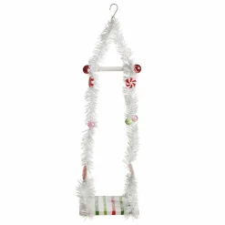 White Tinsel Lolly Christmas Swing Ornament - Single Seat Christmas Ornaments|