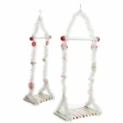 White Tinsel Lolly Christmas Swing Ornament - Single Seat Christmas Ornaments|