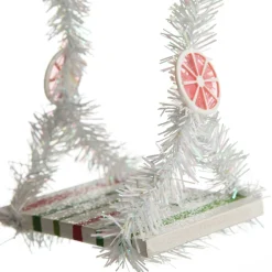 White Tinsel Lolly Christmas Swing Ornament - Single Seat Christmas Ornaments|