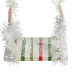 White Tinsel Lolly Christmas Swing Ornament - Single Seat Christmas Ornaments|