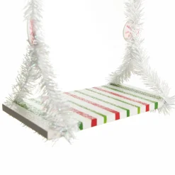 White Tinsel Lolly Christmas Swing Ornament - Single Seat Christmas Ornaments|