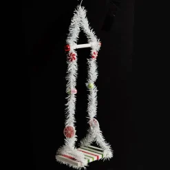 White Tinsel Lolly Christmas Swing Ornament - Single Seat Christmas Ornaments|