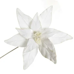 White Velvet Poinsettia Flower Stem Christmas Flowers|