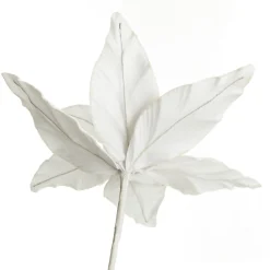 White Velvet Poinsettia Flower Stem Christmas Flowers|