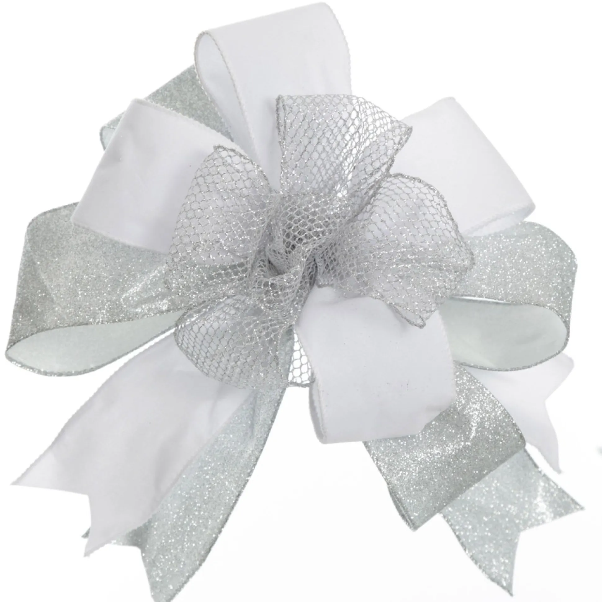 White Velvet Wired Christmas RIbbon - 6.5cm Ribbons|