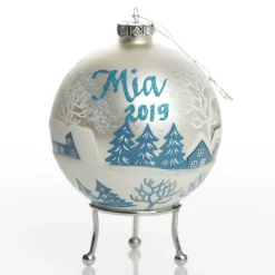 White Winter Church Christmas Bauble Personalised Baubles|