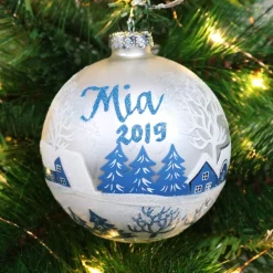 White Winter Church Christmas Bauble Personalised Baubles|