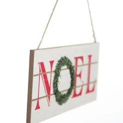 White Wood Hanging Christmas Noel Plaque Wall Hangings And Signs|