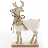 Wood Reindeer with Fur Christmas Ornament and Neck Tie Christmas Birds And Animals|