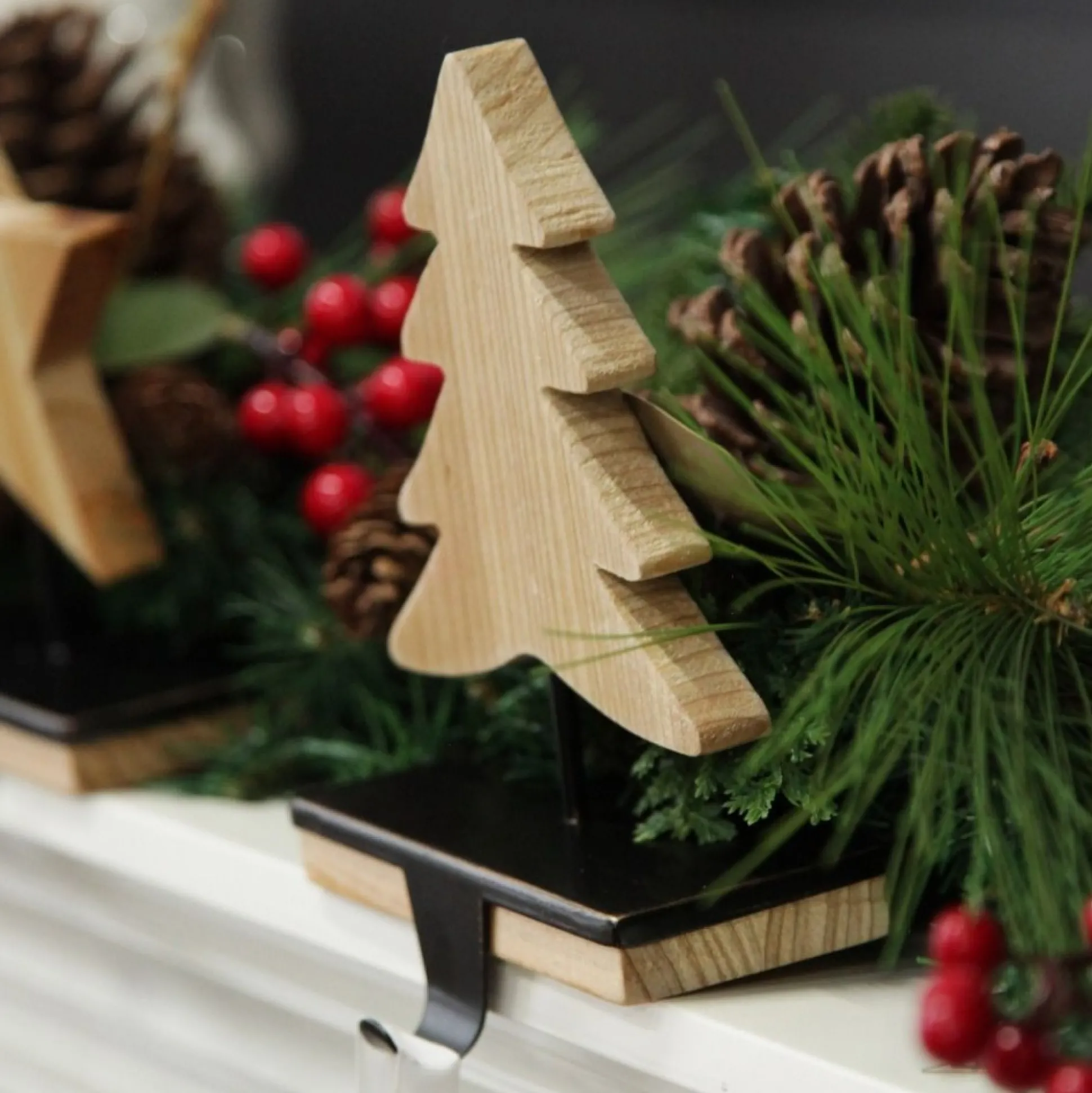 Wood Tree Christmas Stocking Hanger Stocking Hangers|