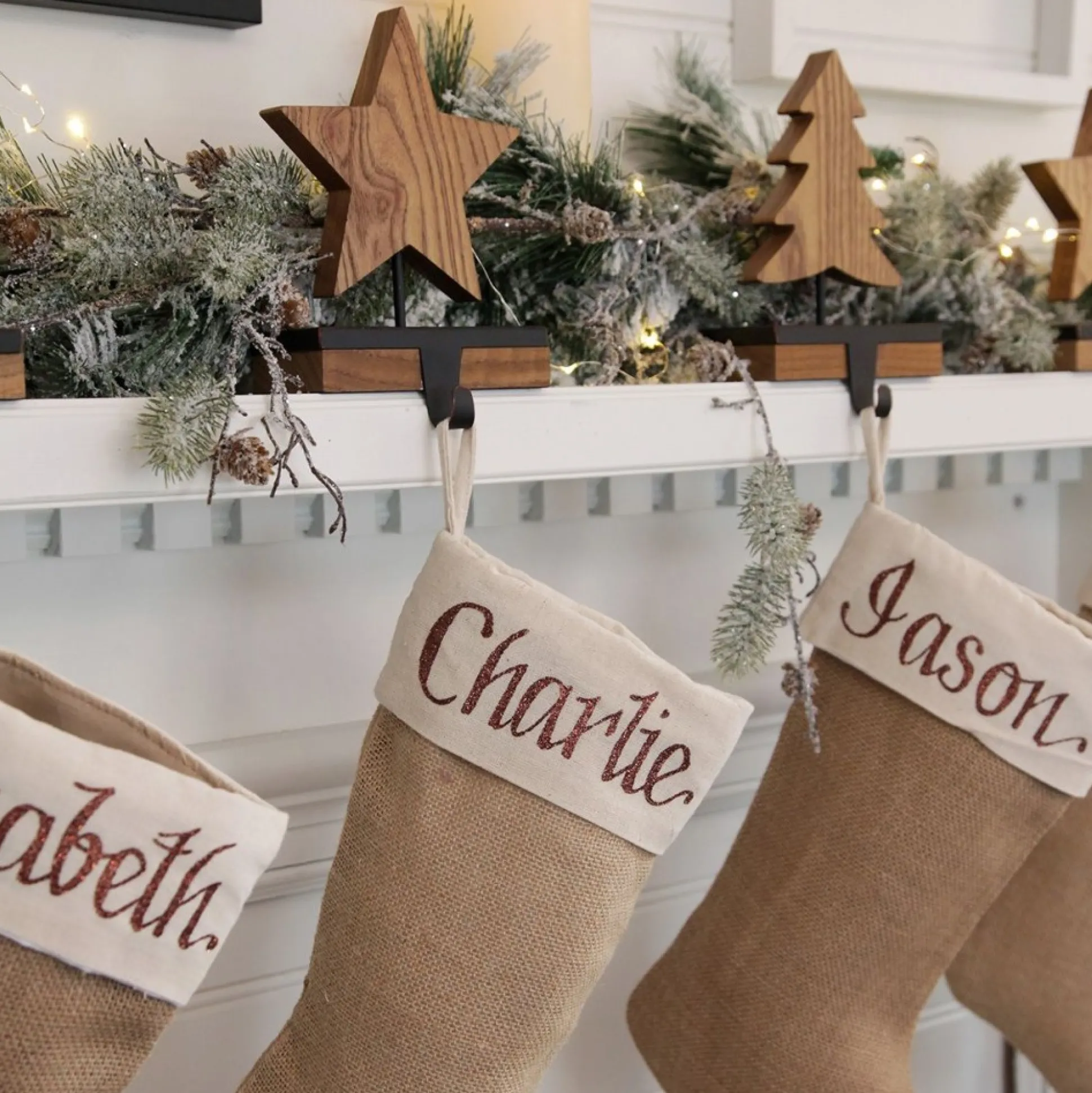 Wood Tree Christmas Stocking Hanger Stocking Hangers|