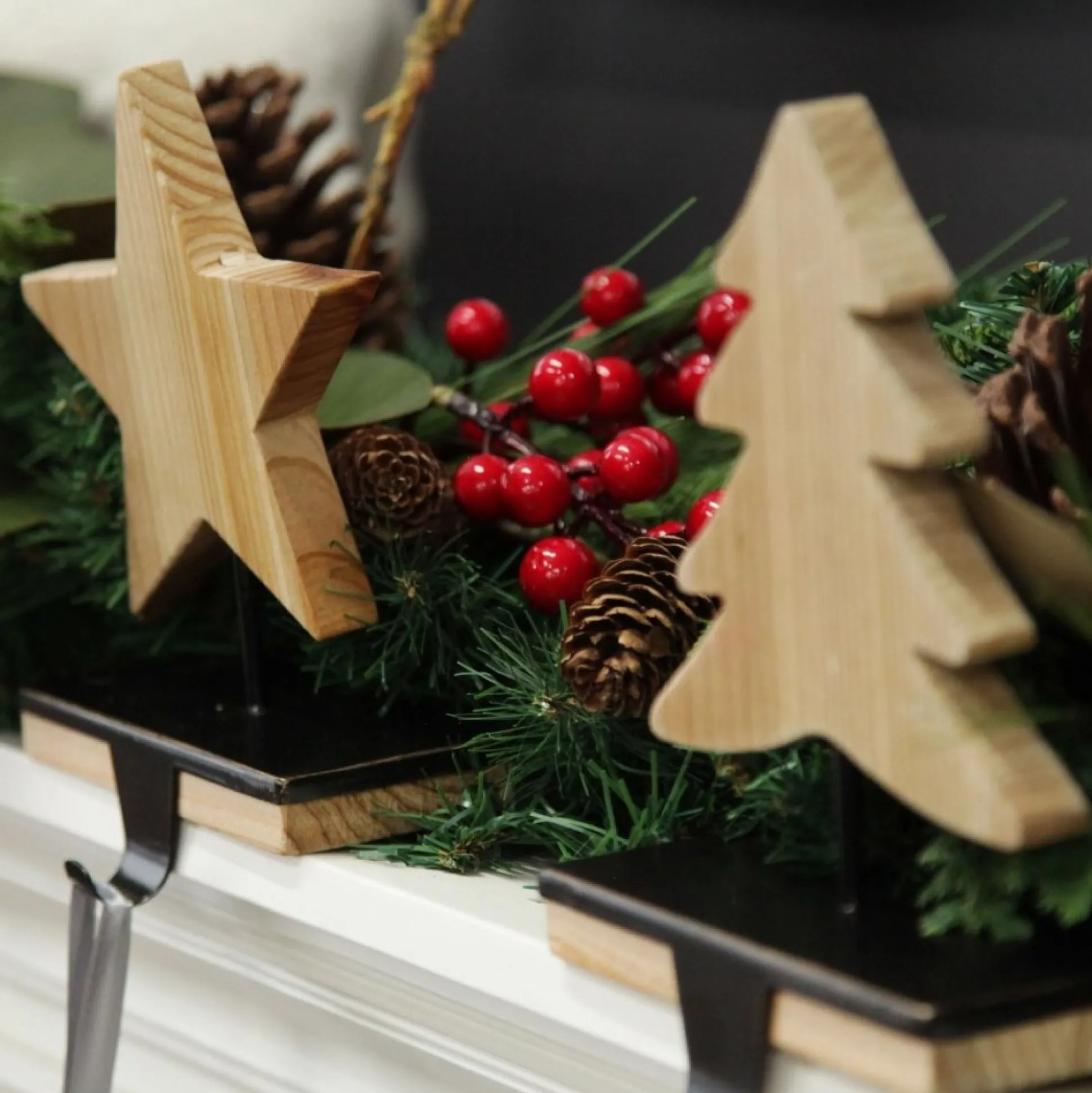 Wood Tree Christmas Stocking Hanger Stocking Hangers|