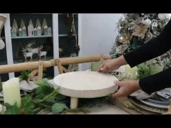 Wooden Footed Round Wooden Table Centrepiece Large Christmas Table Decor|