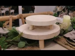 Wooden Footed Round Wooden Table Centrepiece Christmas Table Decor|
