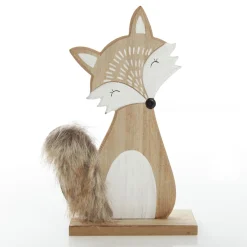 Wooden Fox Ornament with Bushy Tail Christmas Birds And Animals|