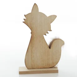 Wooden Fox Ornament with Bushy Tail Christmas Birds And Animals|