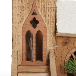 Wooden Light up House with Winter Snow Light-Up Scenes And Ornaments|