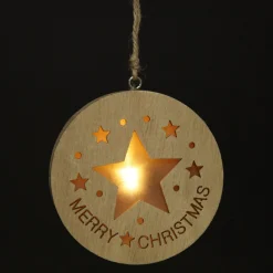 Wooden Lightup Star Cut out Tree Decoration Christmas Tree Decorations|